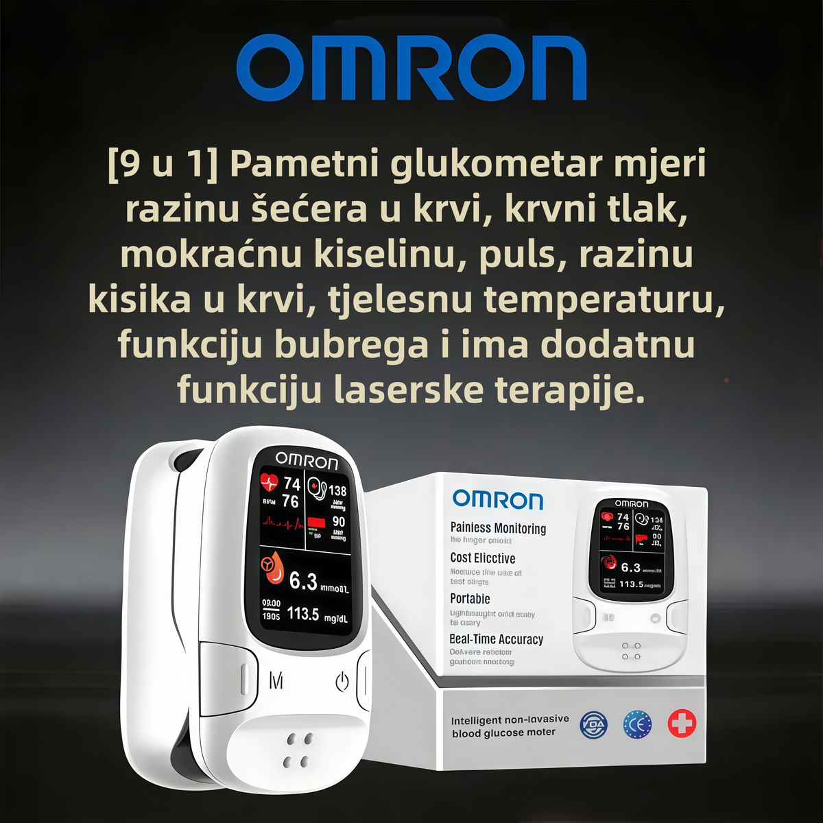 🔥 Omron™ 2026 Novi neinvazivni pametni mjerač glukoze u krvi – mjerenje glukoze bez igala i bez boli